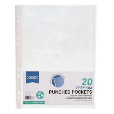A4 Punched Clear Pockets ~ 20 pack