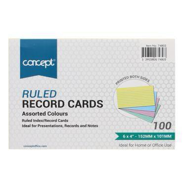 Ruled Record Cards ~ 100 pack